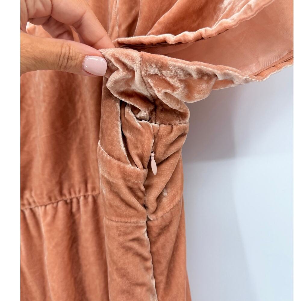 Anthropologie Velvet Empire Waist Midi Dress Blush 18W NWT - Picture 5 of 11